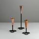 Trio of Black Iron & Copper Candlesticks — Gunnar Ander for Ystad-Metall, Sweden, 1960s