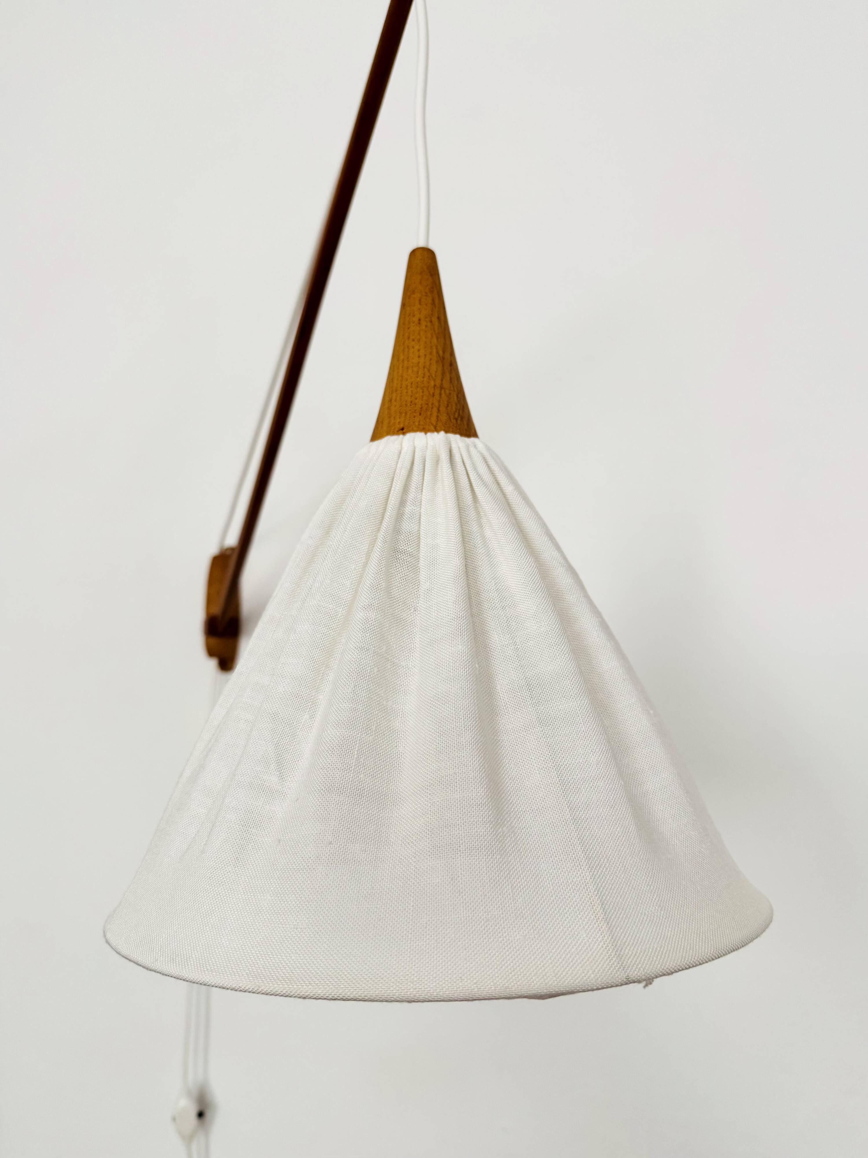 Danish Adjustable Oak Wall Lamp by Uno and Östen Kristiansson