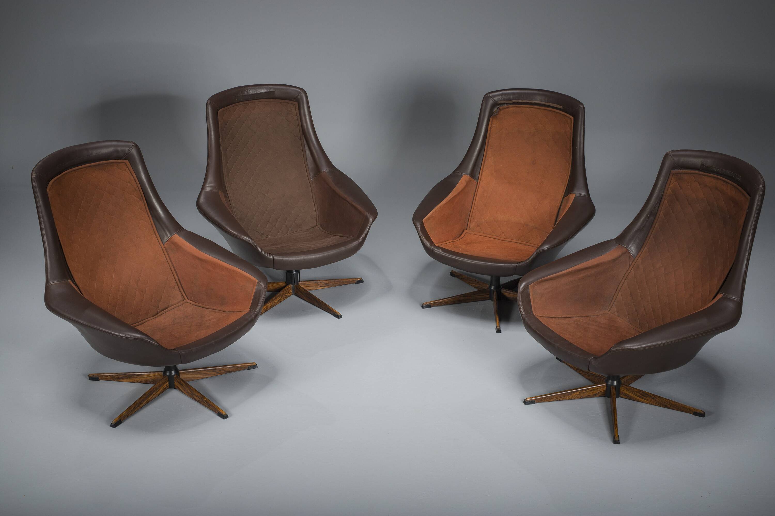 Scandinavian Swivel Armchairs by HW Klein for Bramin, 1960s, Set of 4