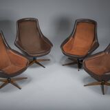 Fauteuils pivotants scandinaves par H.W. Klein pour Bramin, 1960, ensemble de 4