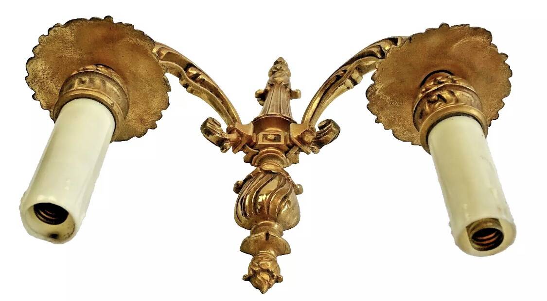 2 old Louis XVI style bronze wall lights