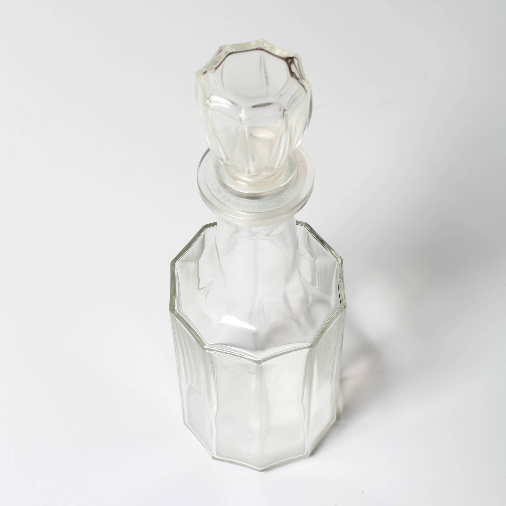 Vintage Italian Clear Glass Decanter / Marked “O.R. brevettato”