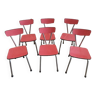 Lot de 6 chaises en formica rouges