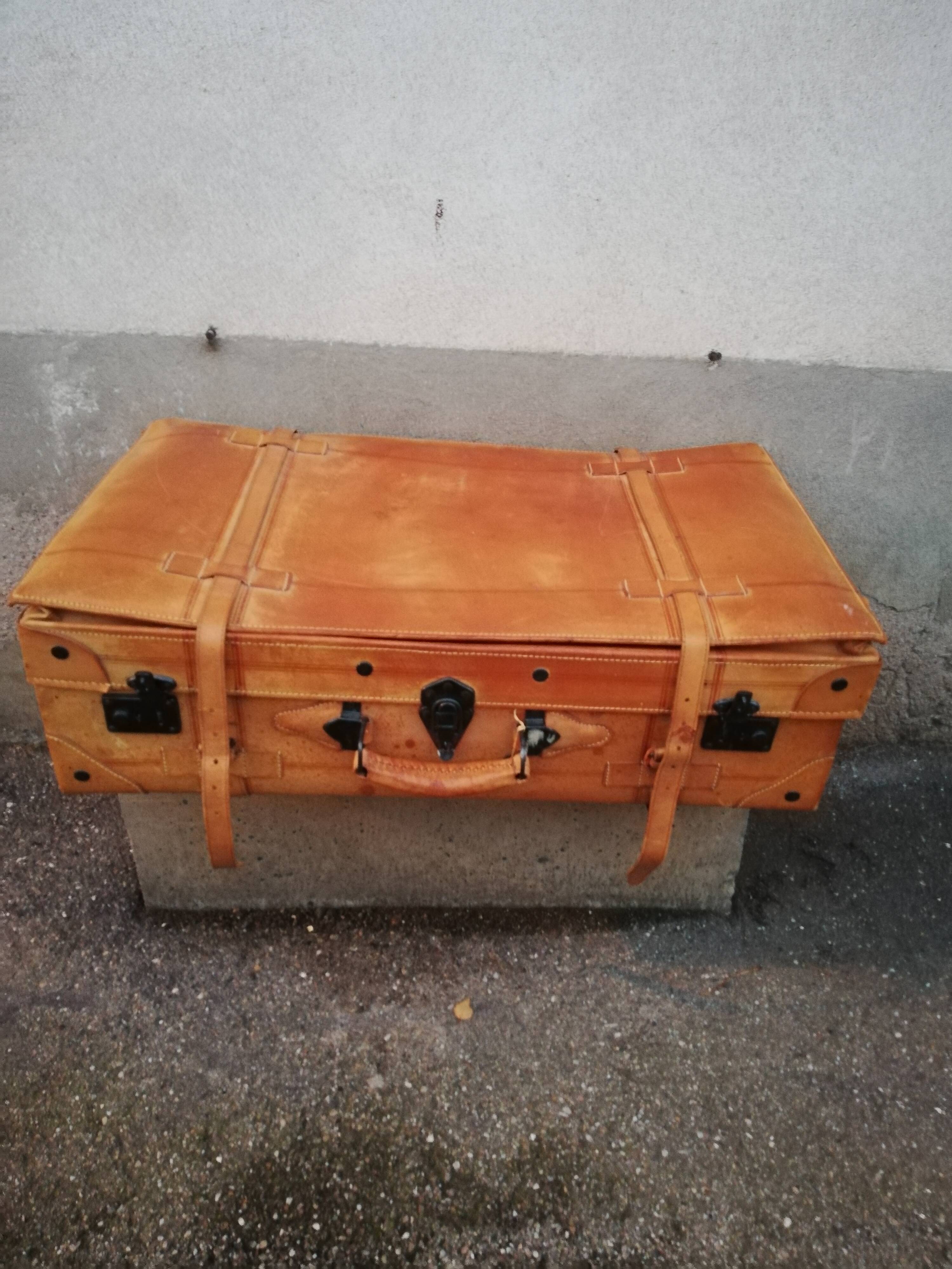 Antique leather suitcase