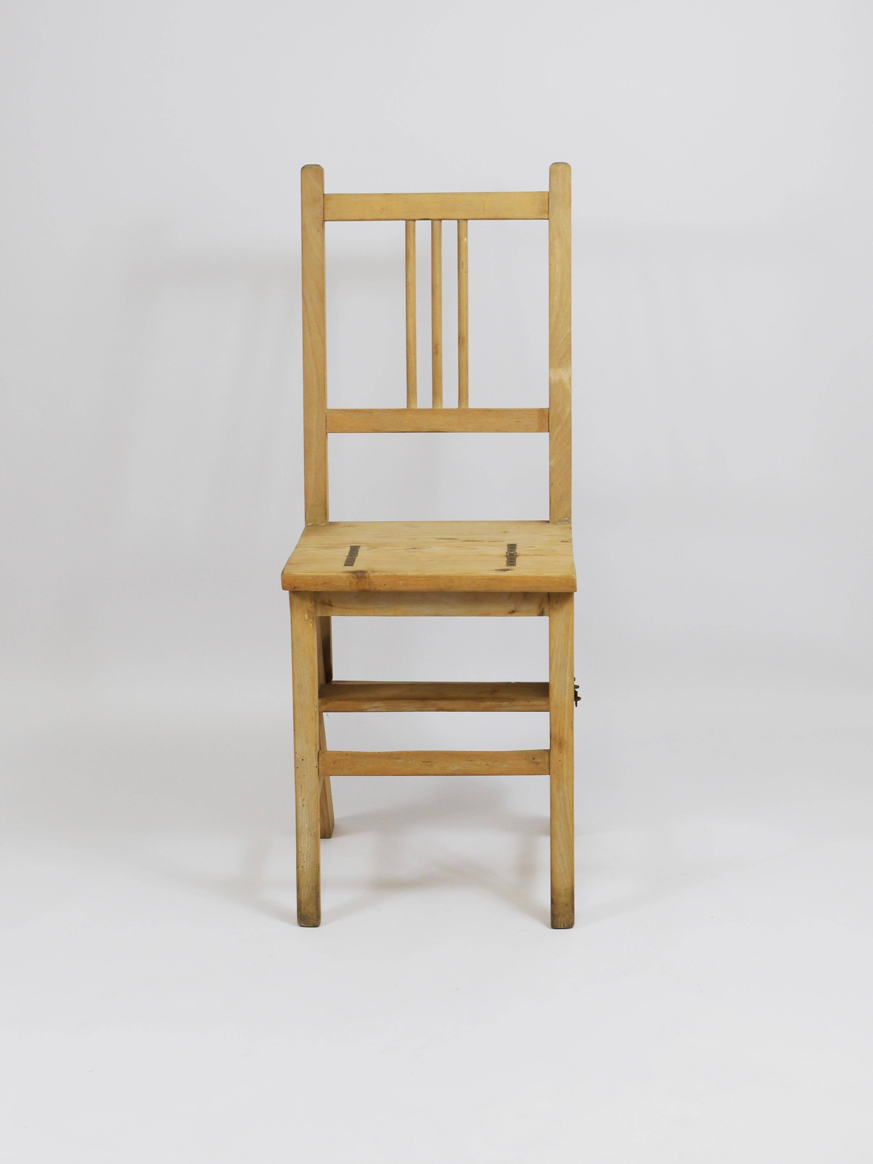 Folding metamorphic library ladder, Arts & Crafts, Vienna, 1900s