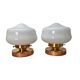 Pair of white opaline globe wall lights