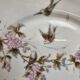 Set of 7 antique porcelain plates – Decorated with polychrome birds and flowers