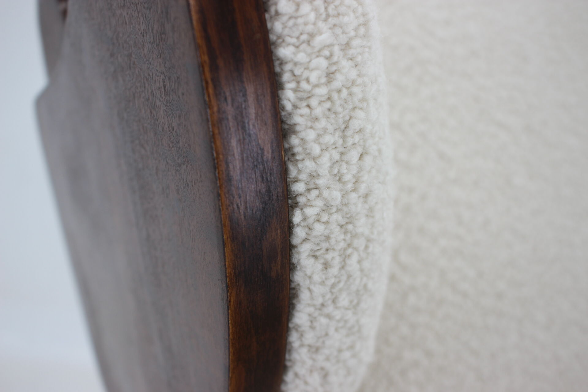 1940s large wing chair in wool boucle, restored