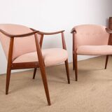 Pair of Scandinavian armchairs in Teak and Fabric, Tyrol model by Gerhard Berg for Westnofa 1960.