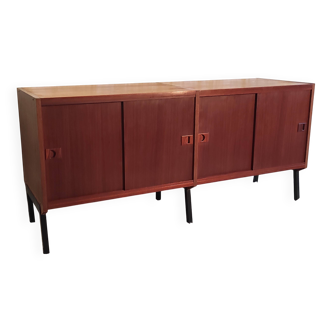 Modernist enfilade in teak by René-Jean Caillette for Charron - mid 20th century.