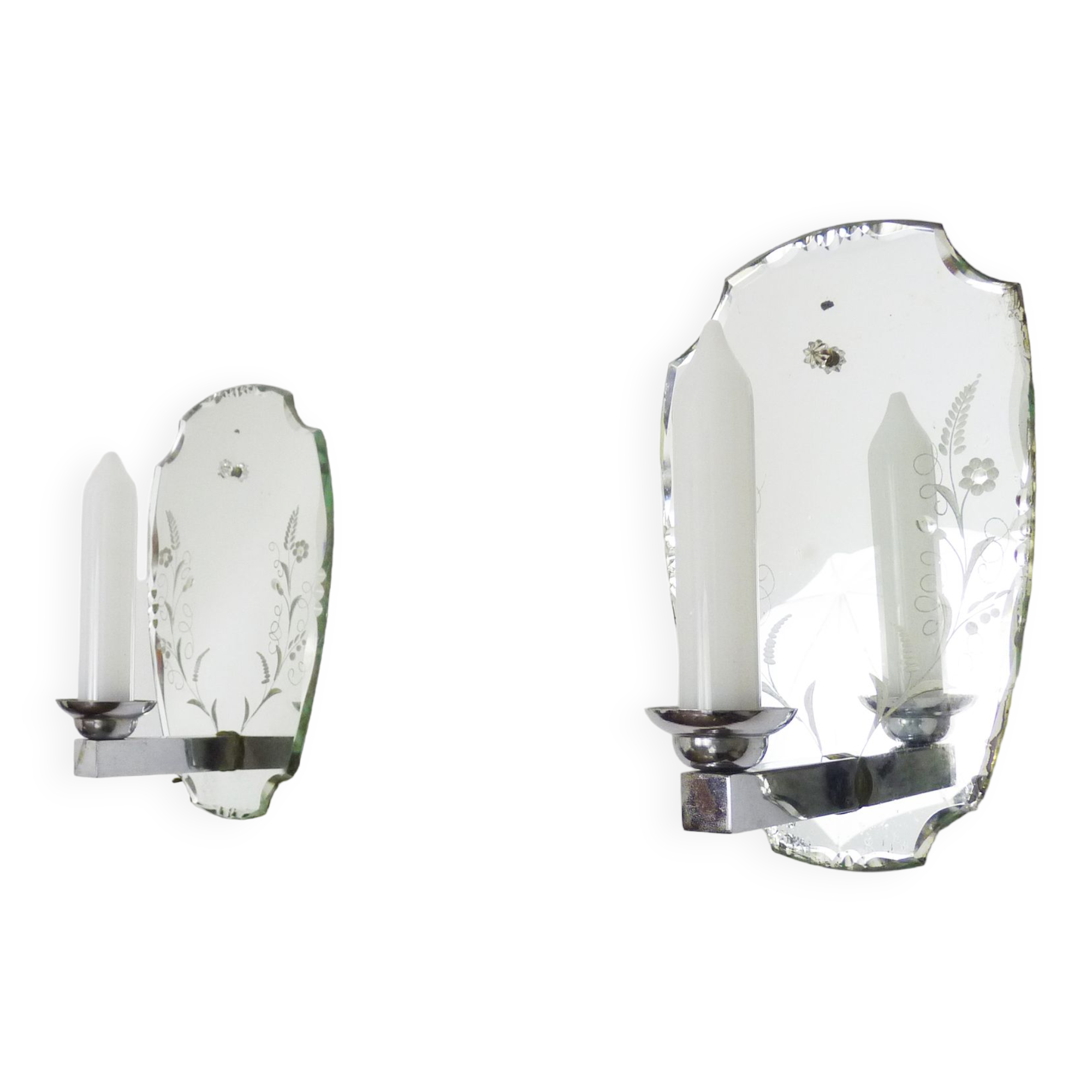 Pair of antique Venetian mirrored wall sconces
