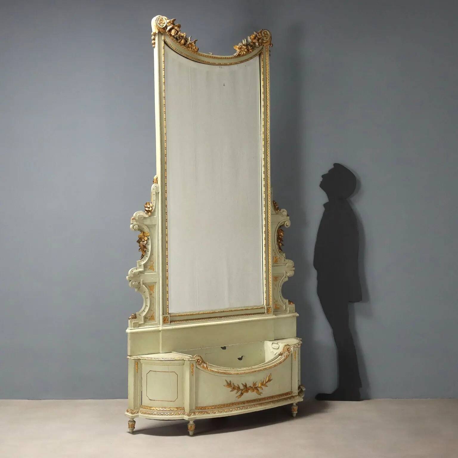 Antique neoclassical mirror in lacquered wood, 19th century