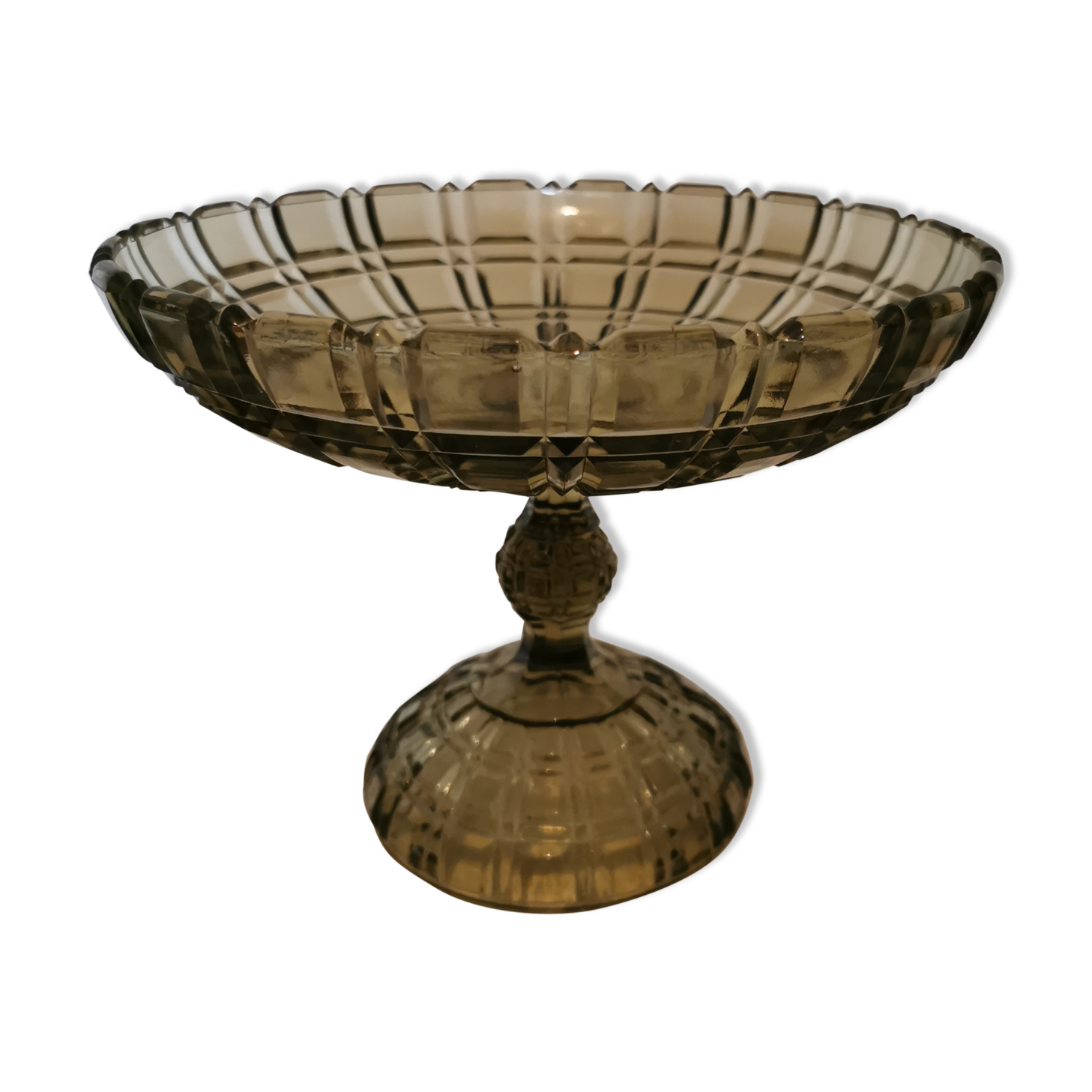 Green moulded glass compotier