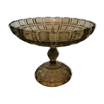Compotier en verre moulé vert