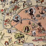 Old poster illustrated map of Paris 1939 - JP Pinchon