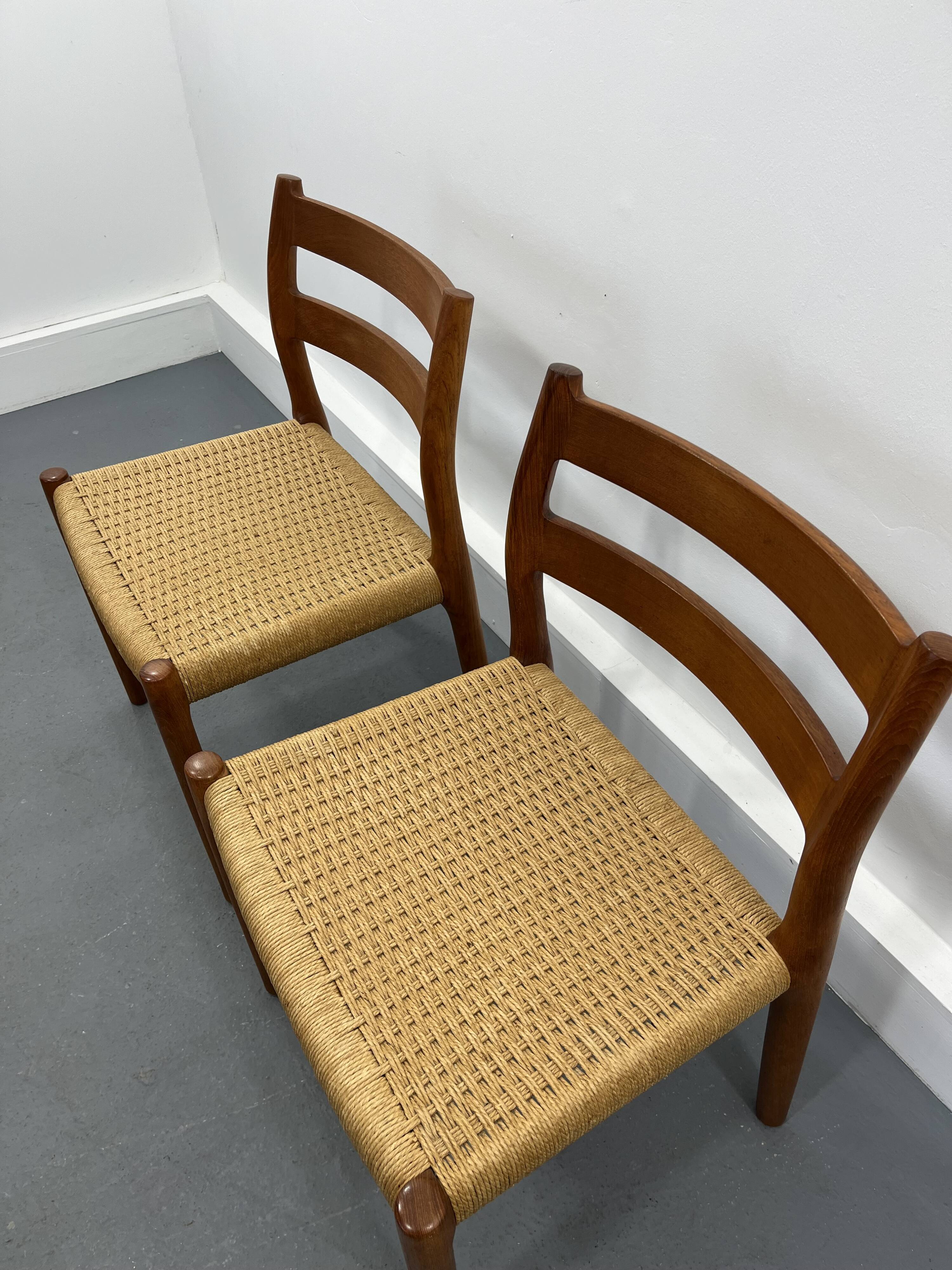 2 Danish Mid-Century Teak Dining Chairs #84 by Niels O. Møller for J. L. Moller