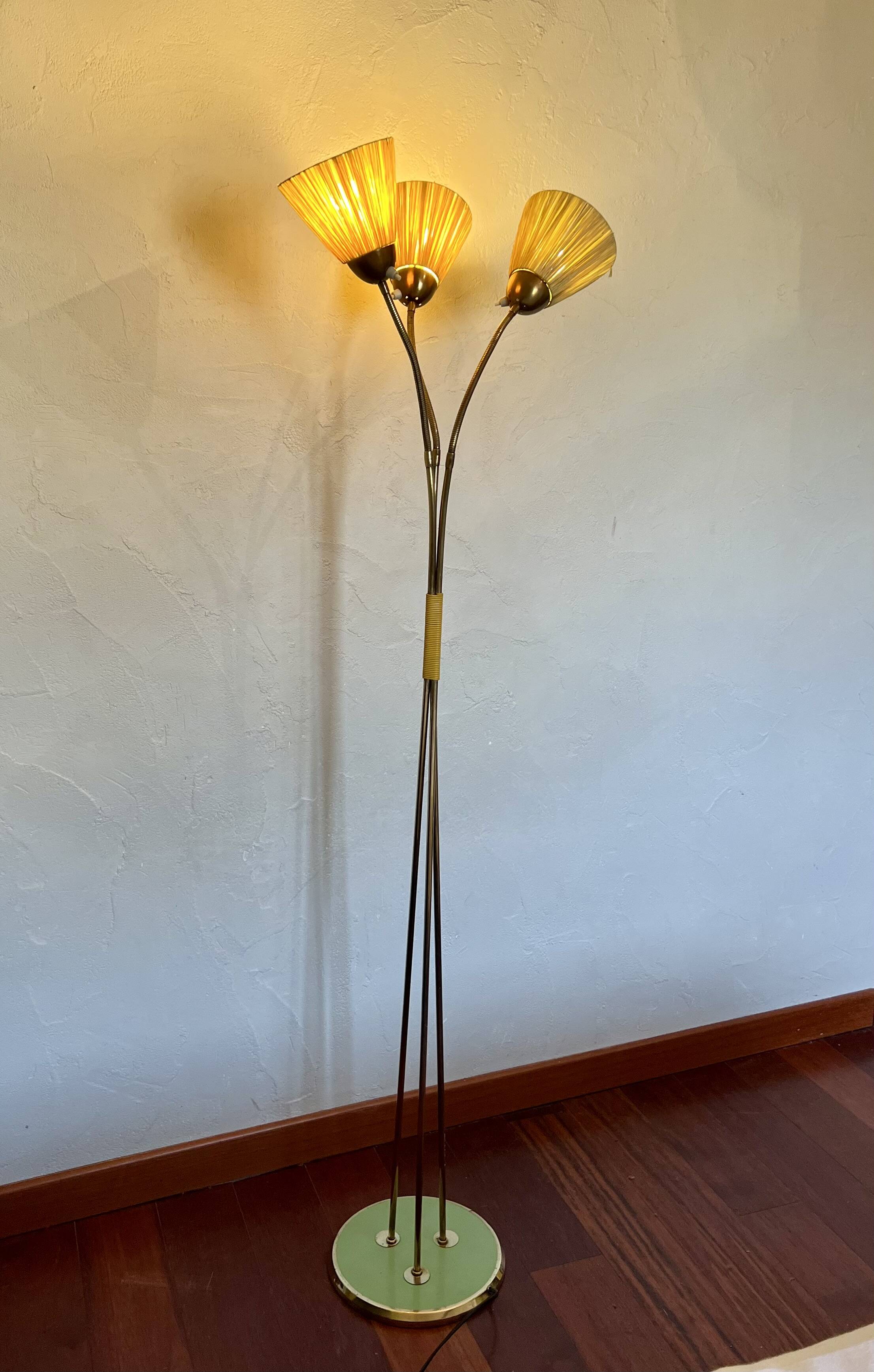 Vintage 1950s floor lamp with 3 flexible lights