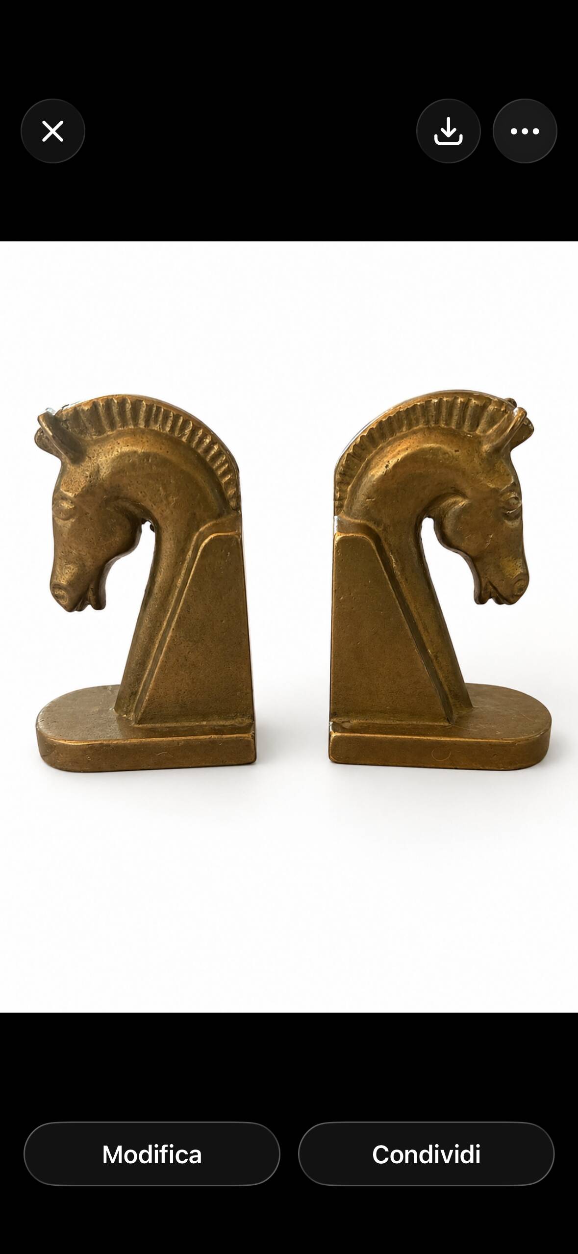 Paire de Serre-Livres Brutalistes "Chevaux" en Laiton Massif