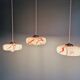 Set of 3 pendants in pink marbled opaline
