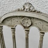 Pair of Italian chairs in lacquered wood and fabric seat