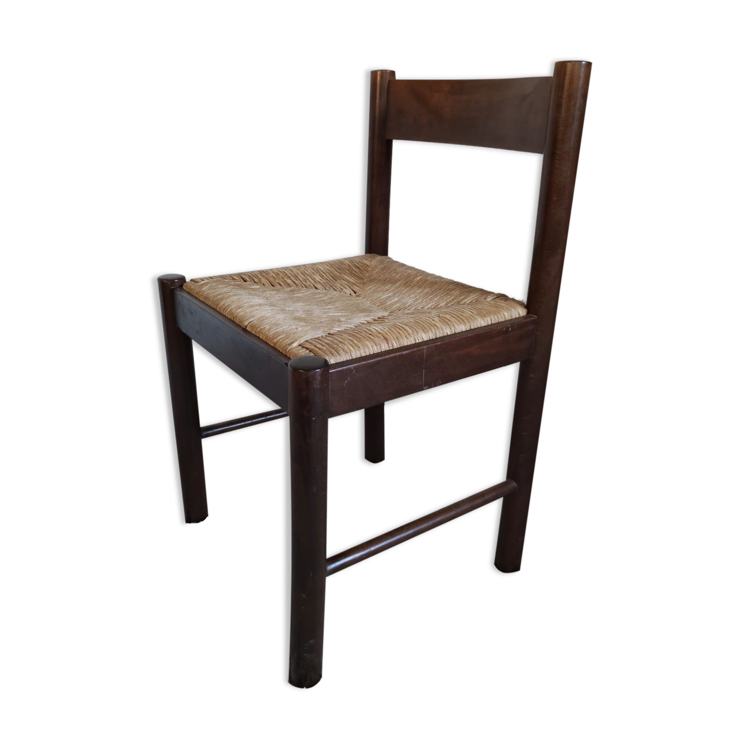 Natural wooden chair, headband backrest, mulched seat