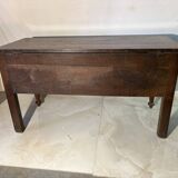 Large antique oak chest with turned legs