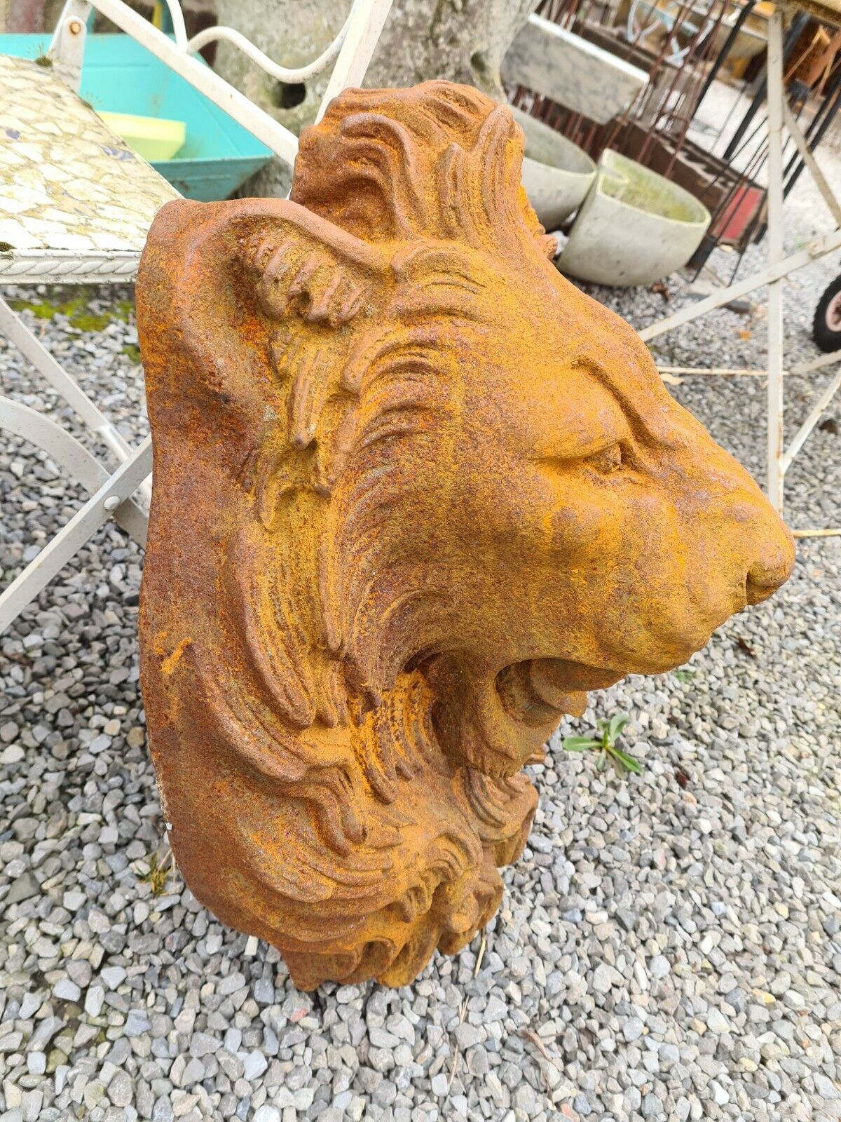 Cast iron lion's head, wall fountain