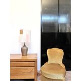 Sandstone lamp base and cotton thread lampshade, 1970s.