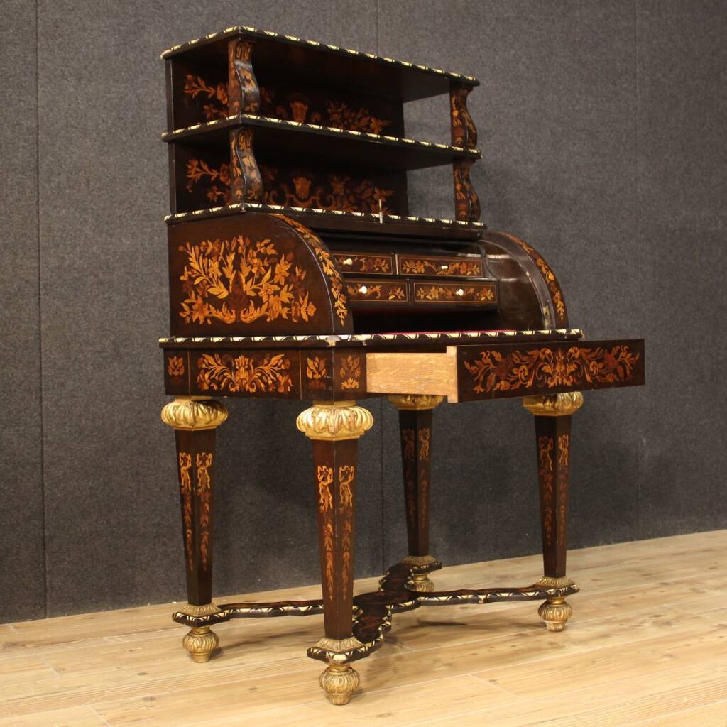 Napoleon III style marquetry cylinder desk