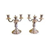 Set Of Silver Plated 3 Light Candlesticks, 2nd Half 20th Century