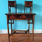 Old secretary in marquetry and bamboo