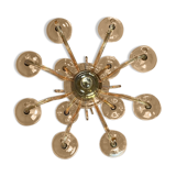 Golden Glass Lustre, Two Floors And 12 Arms Of Light Circa 1940