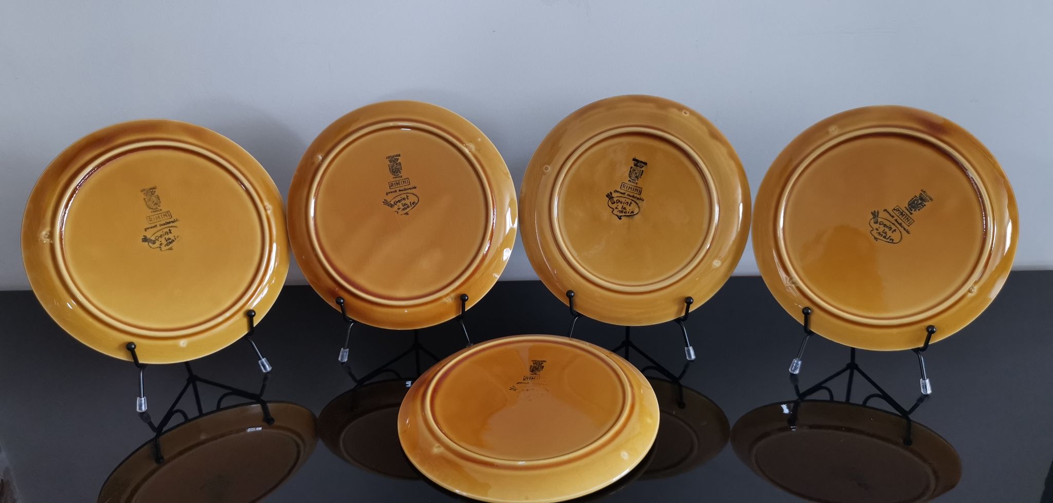 5 dessert plates in vintage ceramic Sarreguemines "Rimini"