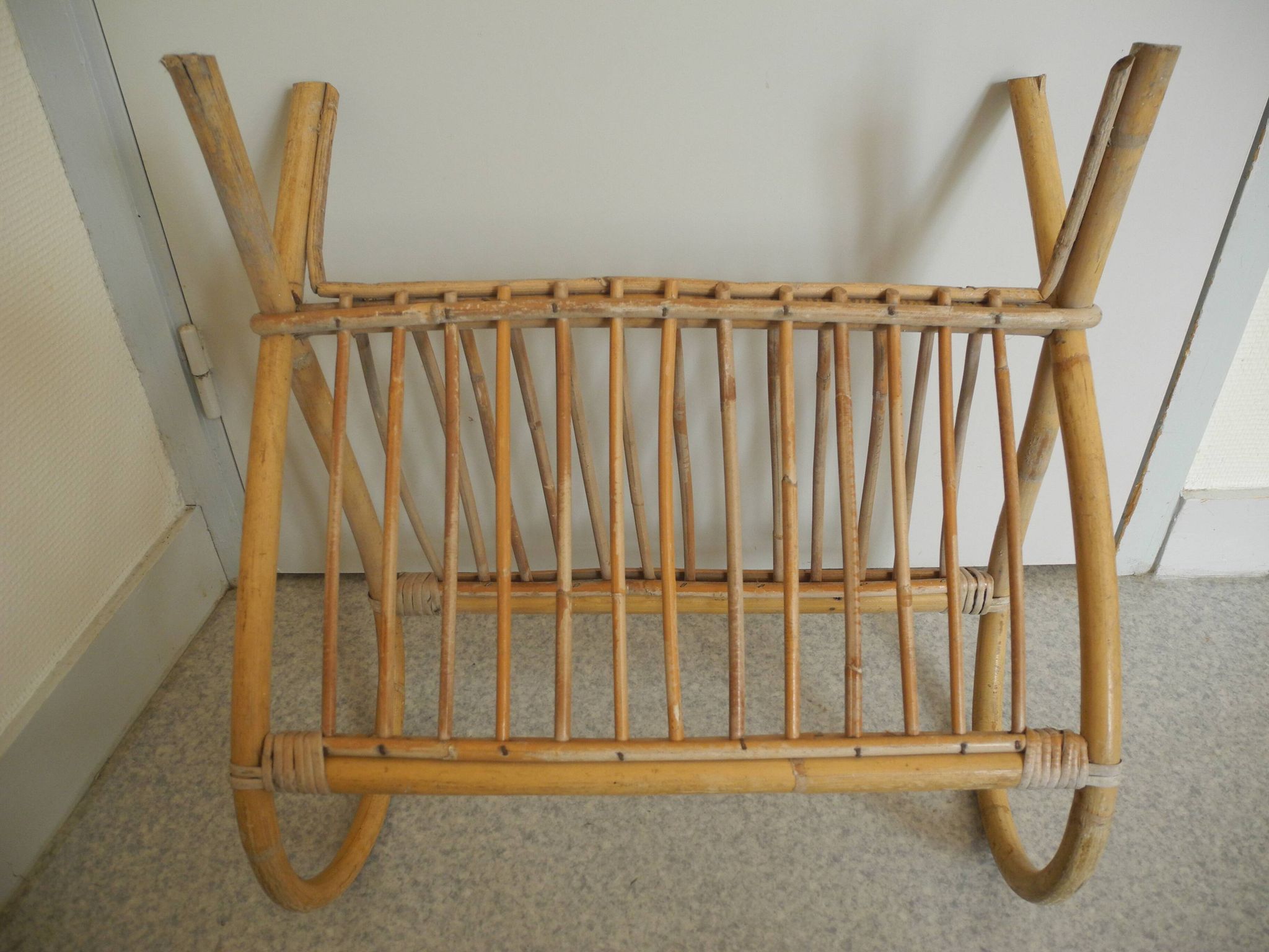 vintage rattan magazine rack
