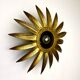 Spanish sunburst flush mount light fixture in gilt iron, Ferro Art, 1960s