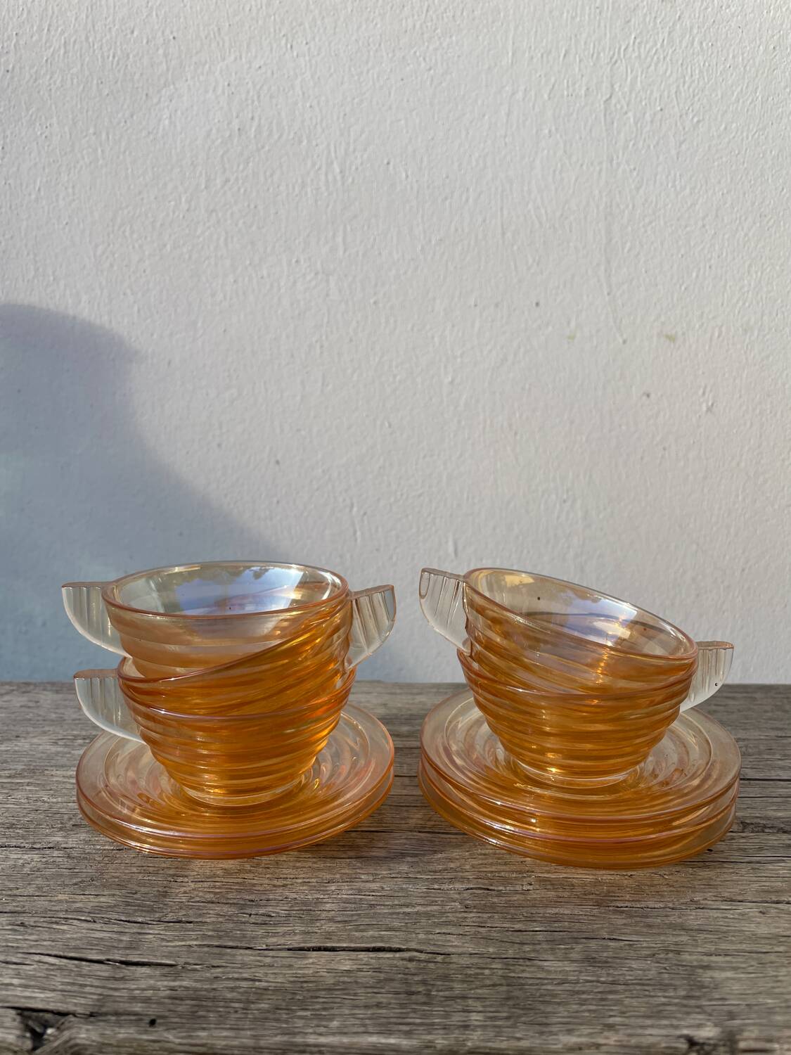 5 tasses à café en verre italiennes fumées Gondolo 