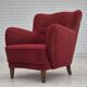 Années 1960, fauteuil relax danois, état d'origine, coton/laine rouge.