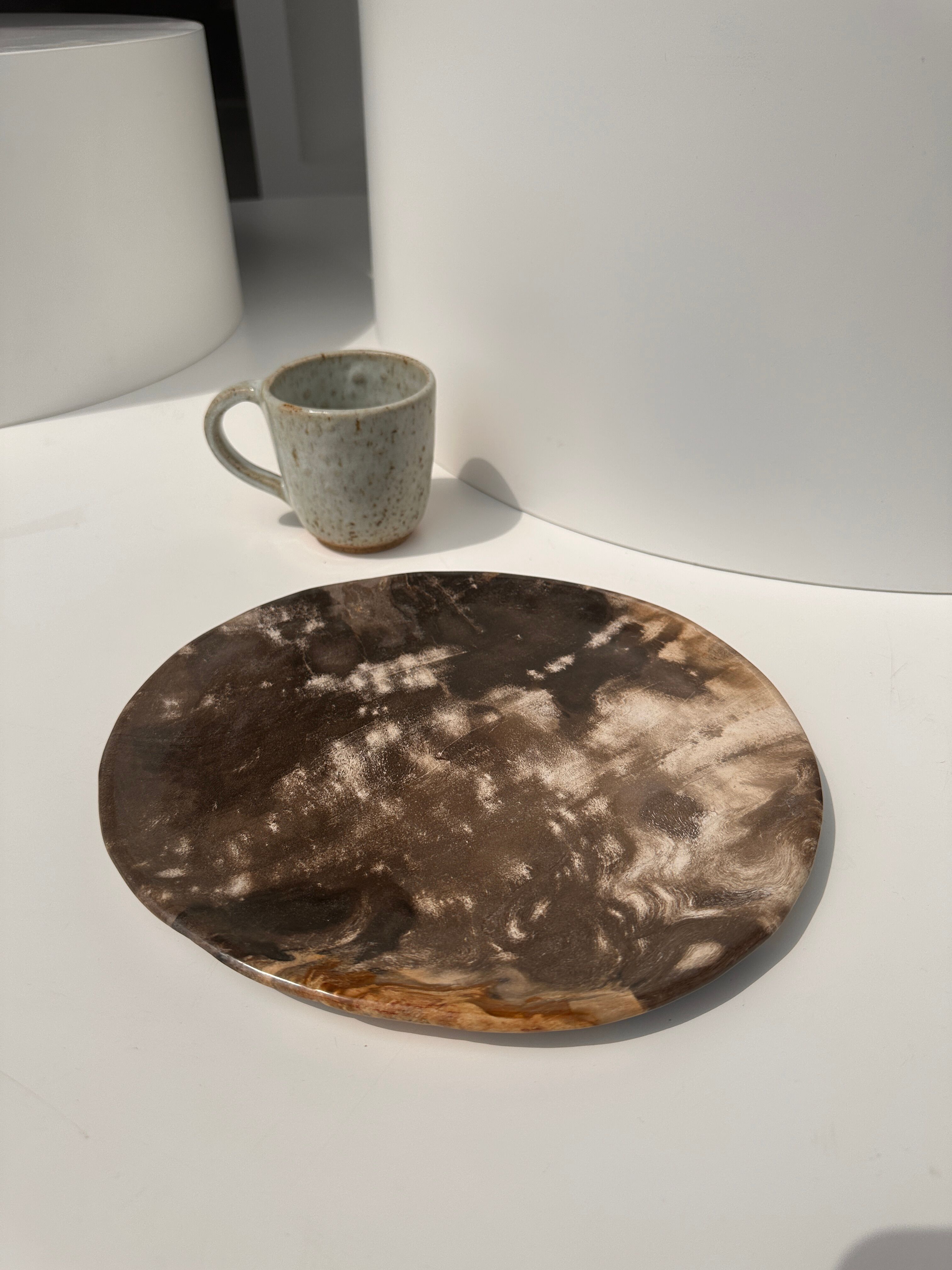 Dish in petrified wood