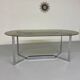 Vintage chrome and smoked glass table, 70s design, Paul Legeard DOM