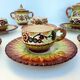 Paul Fouillen Quimper tea set sugar bowl cups and saucers