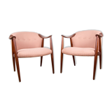 Pair of Scandinavian armchairs in Teak and Fabric, Tyrol model by Gerhard Berg for Westnofa 1960.