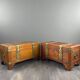 Pair of wooden and engraved brass chests, 20th century