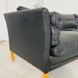 Danish mid-century vintage Mogens Hansen black leather sofa 60s