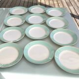 Set 12 plates fine earthenware Lunéville Meudon