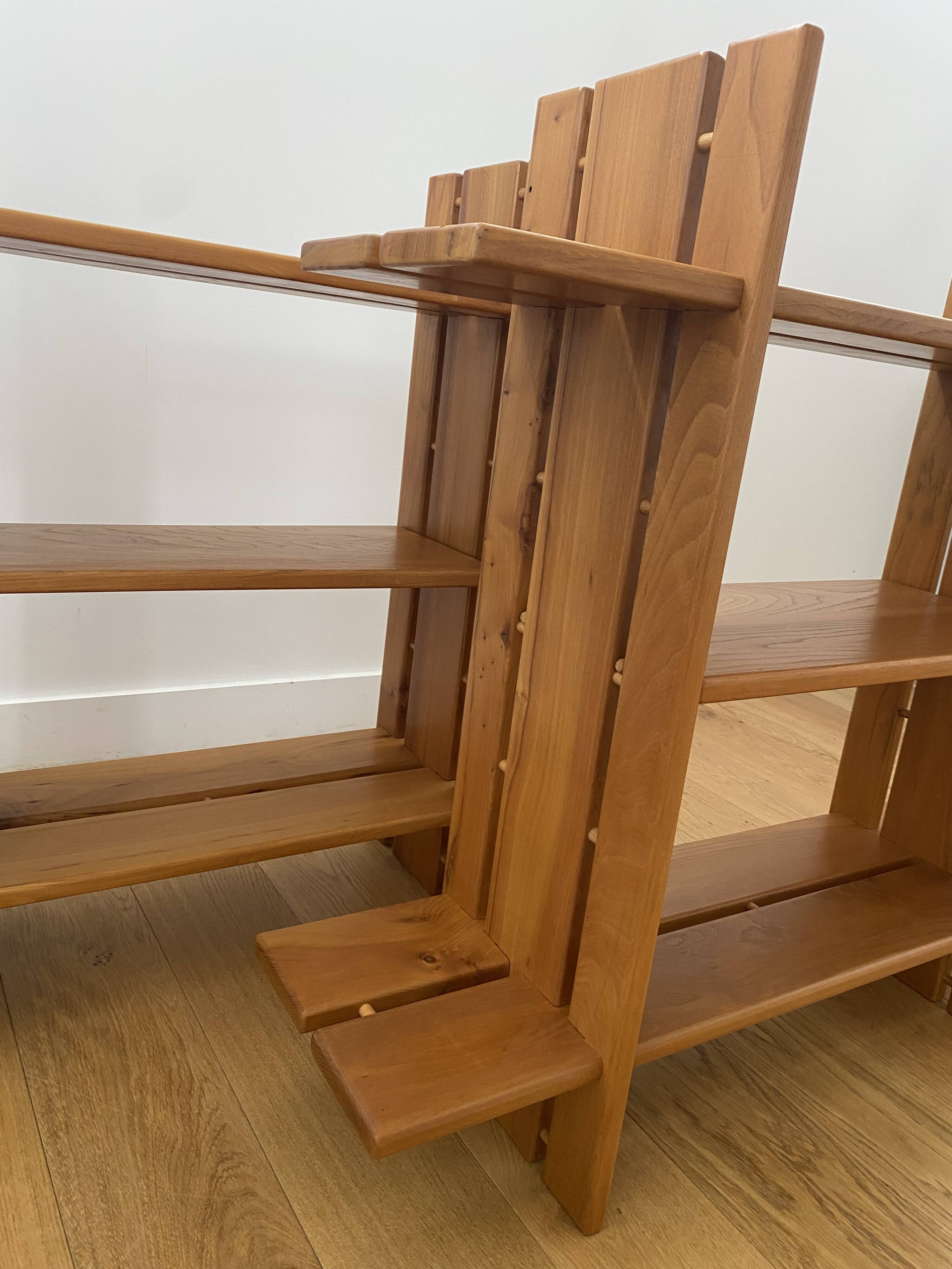 Pair of shelves/bookcases in elm by Roland Haeusler for Maison Regain.
