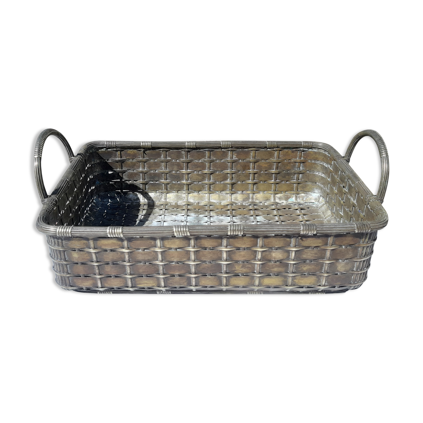 Basket braided in silver metal 19th