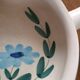 Vintage fondue pot, Marais pottery, hand-painted blue floral decoration