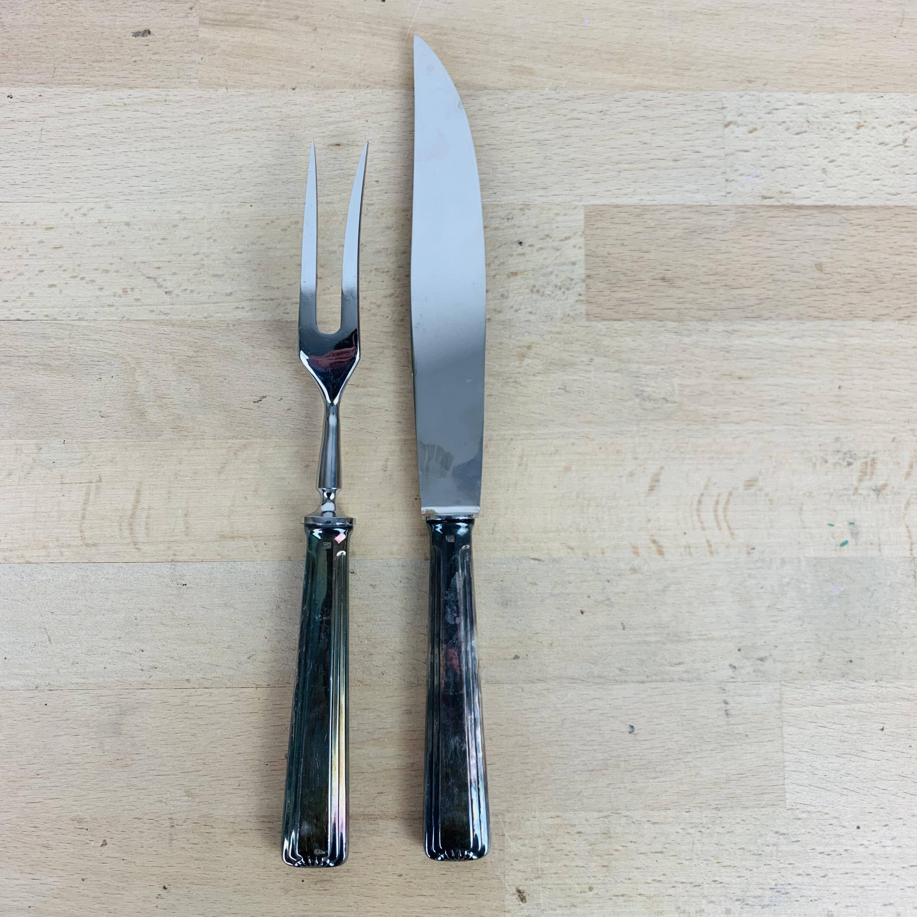 Silver metal serving cutlery