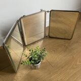 Vintage barber triptych mirror mercury-beveled ice cream (70×27)