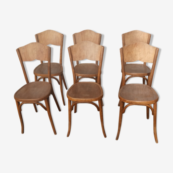 6 chaises bistrot en bois clair époque 1900